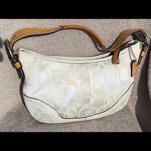Coach tan white signature purse/ handbag